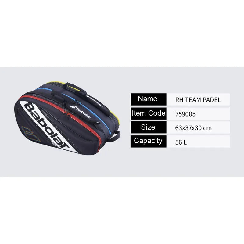 Professional Babolat RH Team Padel Tennis Bag Unisex 1Pack De Padel Racket Backpack 2023 Autumn Winter Portable Padel Court Bags